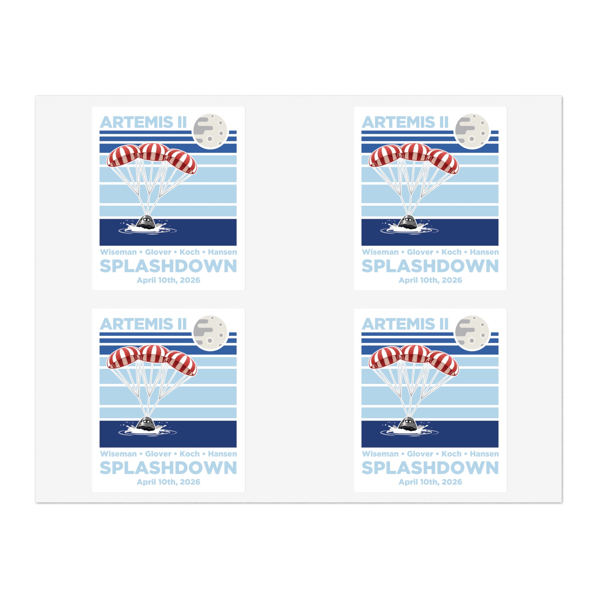Artemis II Splashdown - Sticker Sheet