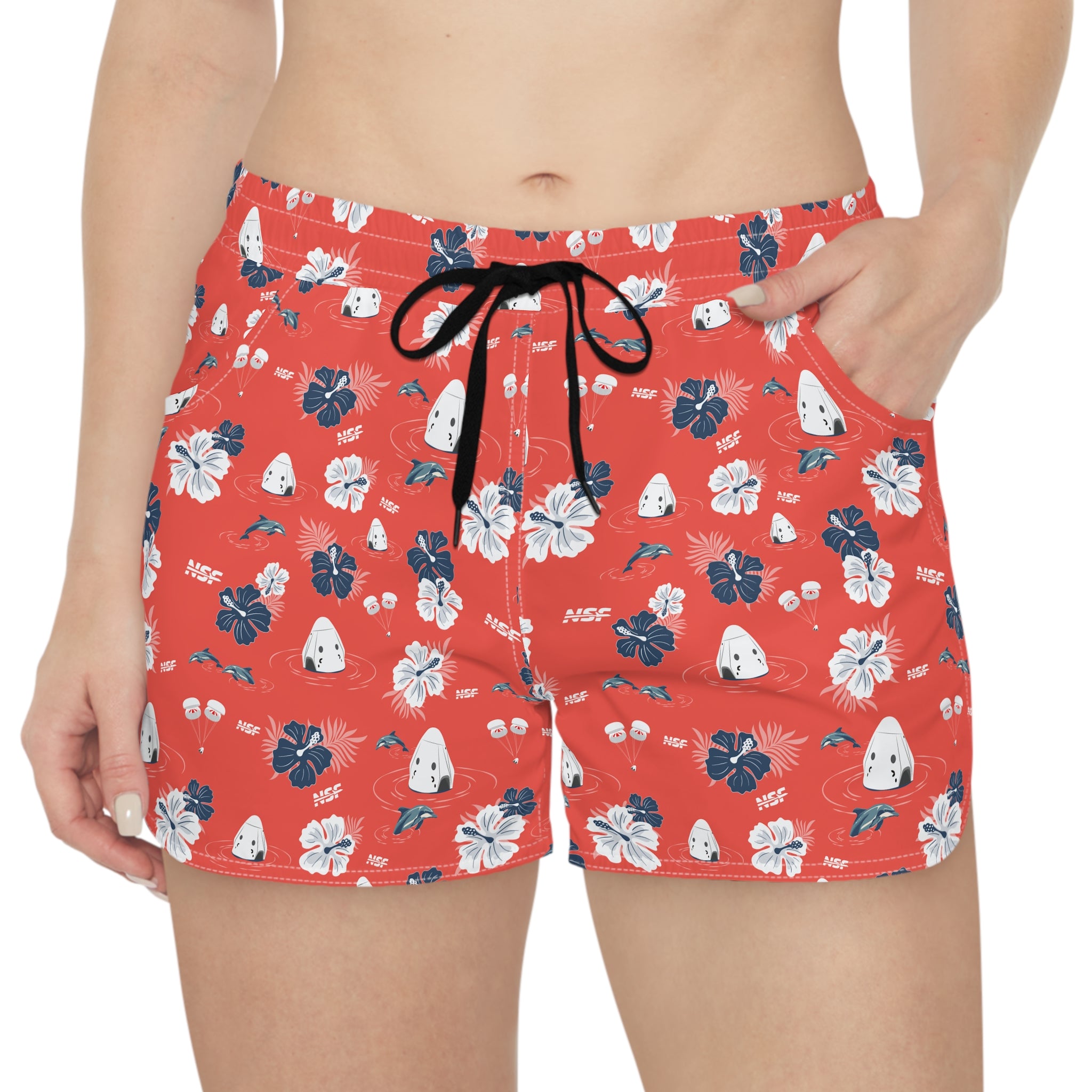 Red Droneship Hawaiian Shorts
