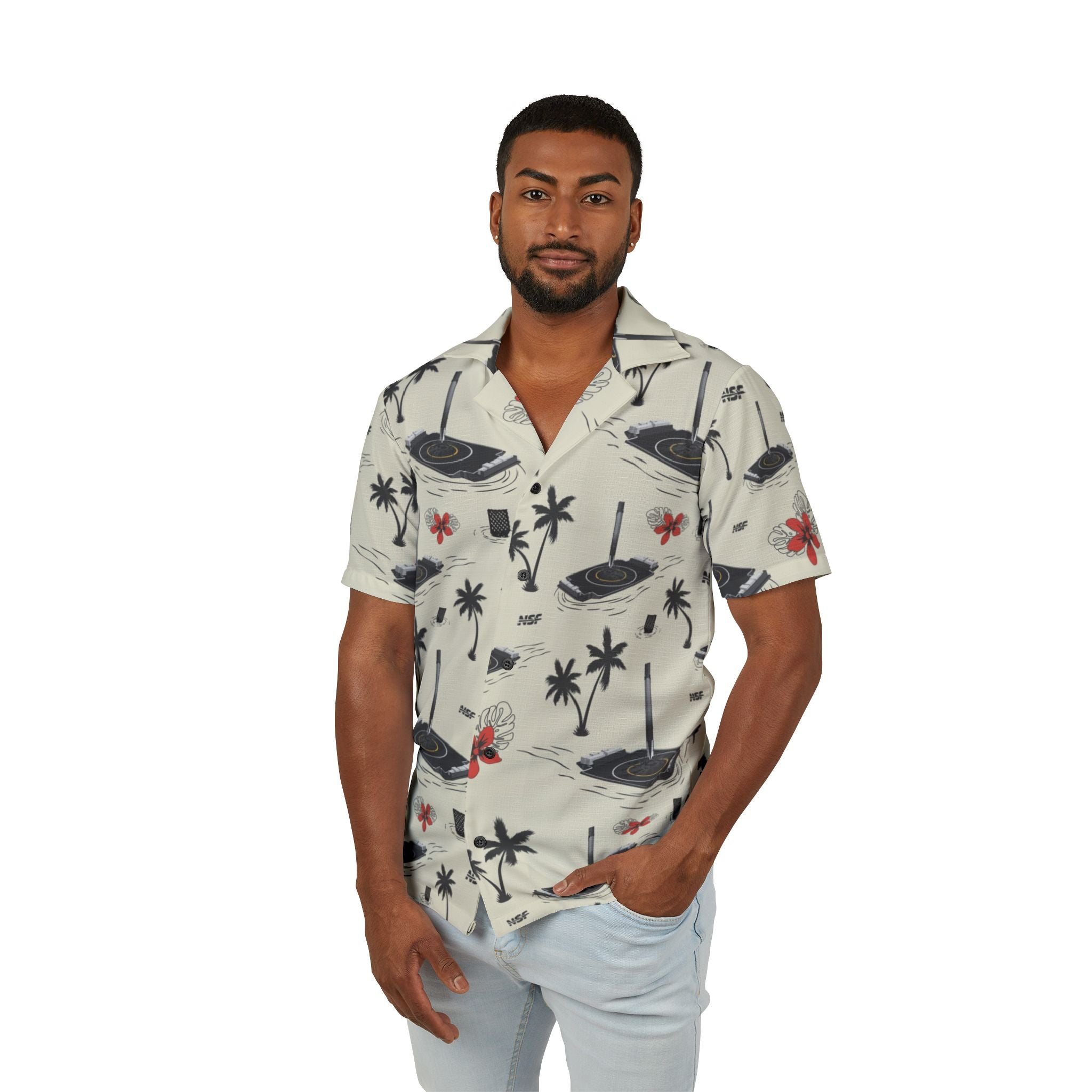 Beige Droneship Hawaiian Shirt