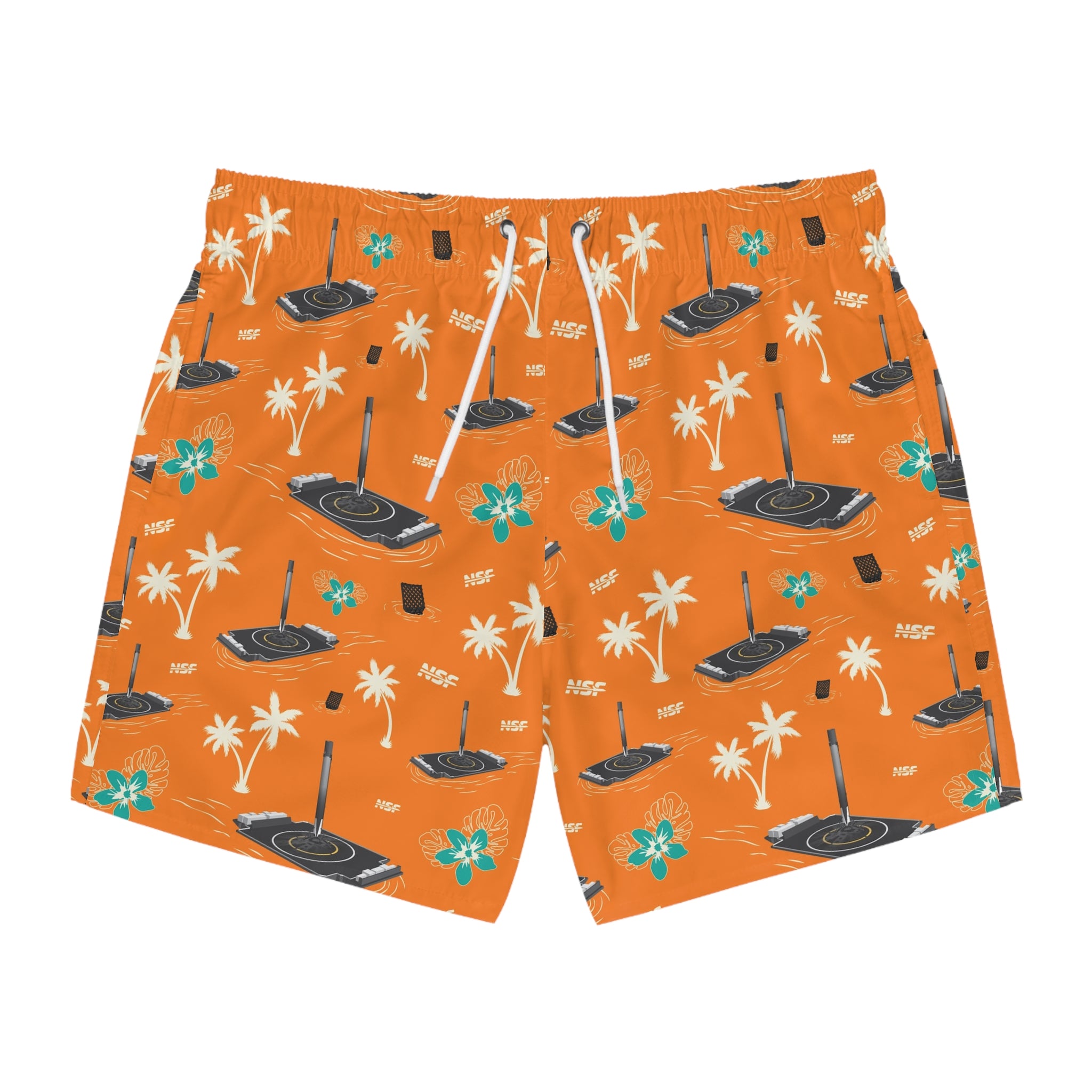 Orange Droneship Swim Trunks