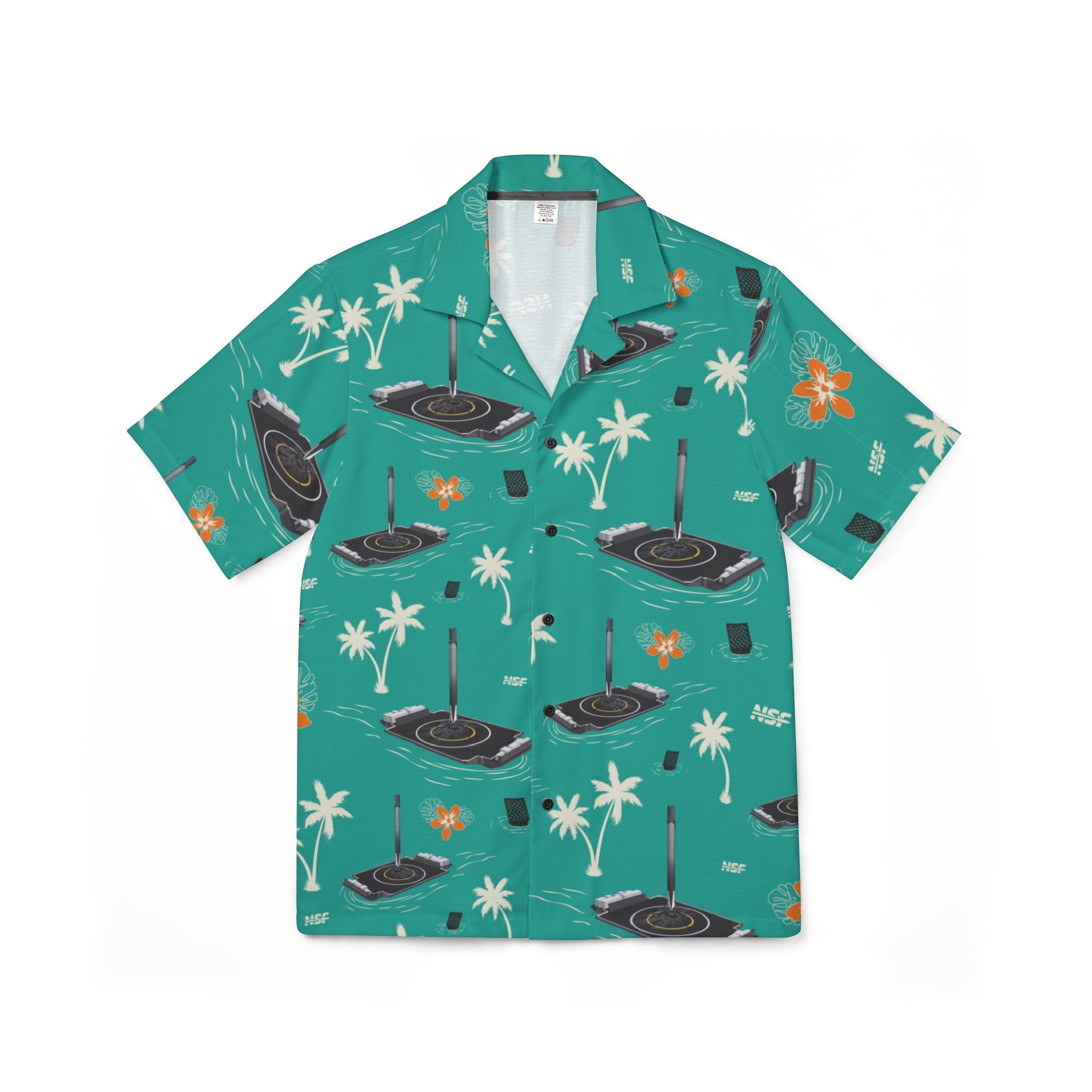 Teal Droneship Hawaiian Shirt