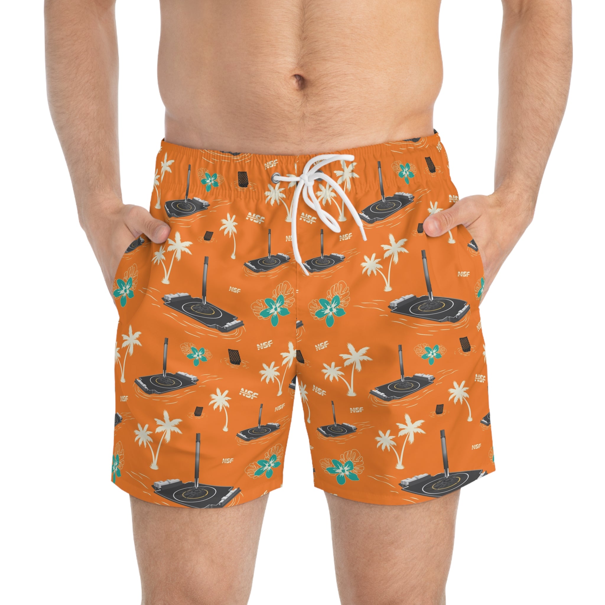 Orange Droneship Swim Trunks