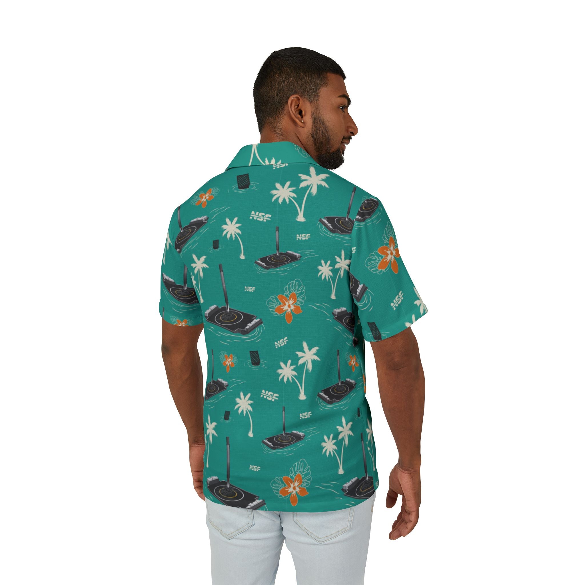Teal Droneship Hawaiian Shirt