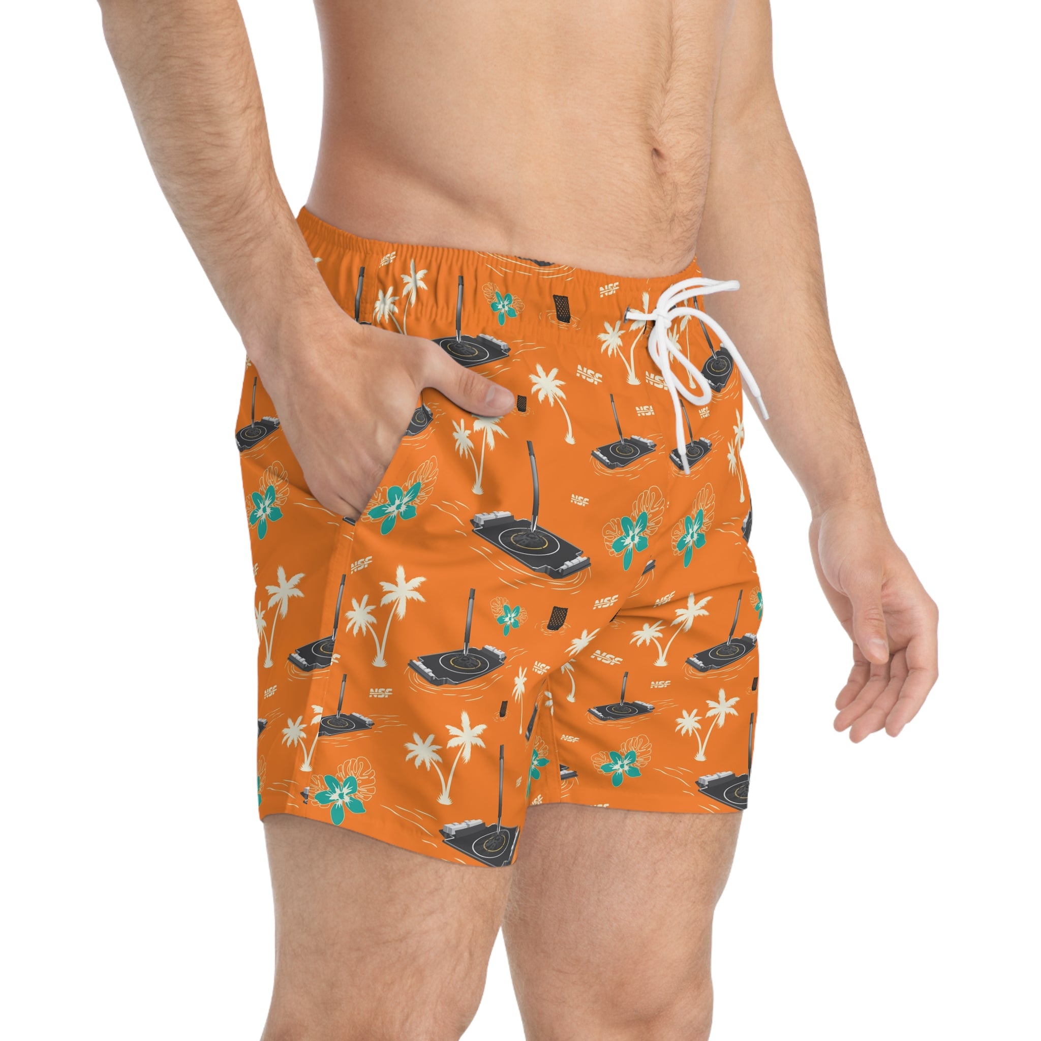 Orange Droneship Swim Trunks