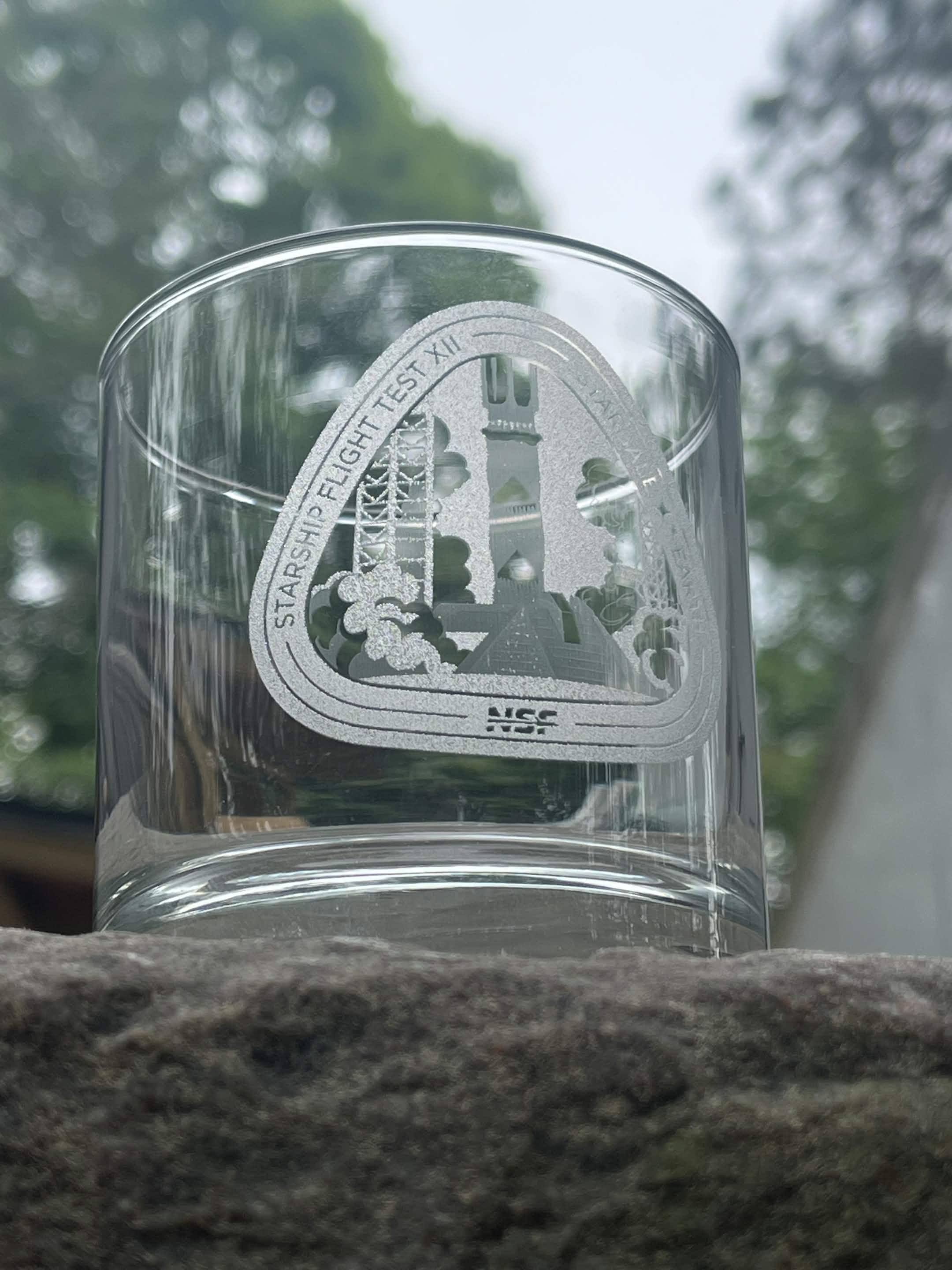 Starship Flight 12 - Etched Whiskey Glass