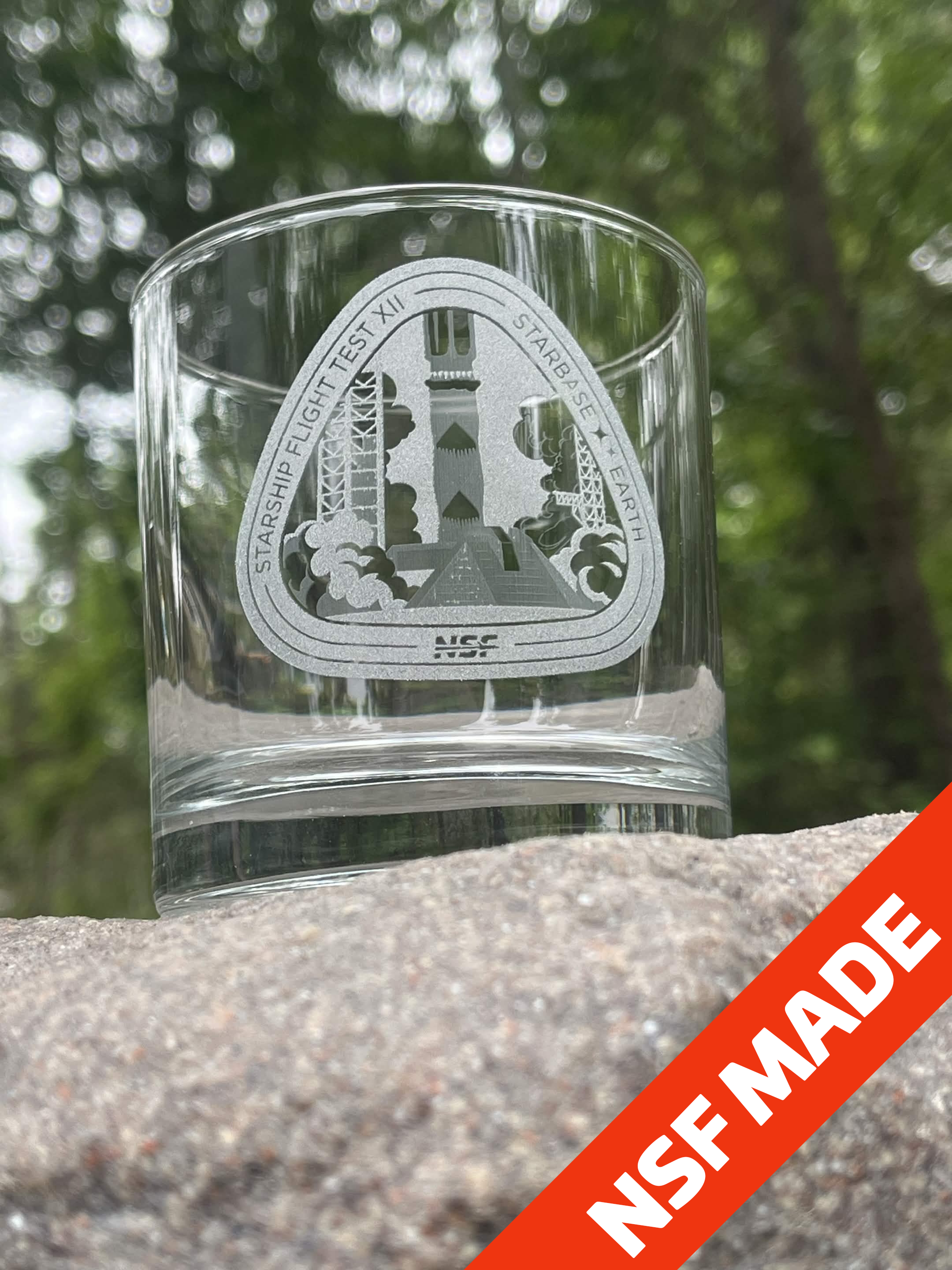 Starship Flight 12 - Etched Whiskey Glass